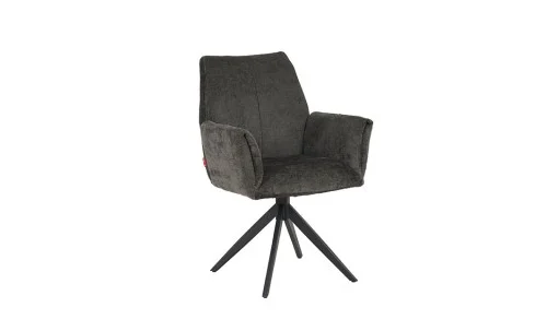Set Masă Living Extensibilă KJT380 Blat Lucios Alb cu 6 Scaune Rotative DCM0601AS Gri Închis