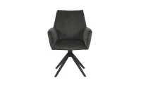 Set Masă Living Extensibilă KJT380 Blat Lucios Alb cu 6 Scaune Rotative DCM0601AS Gri Închis