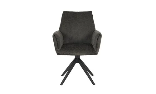 Set Masă Living Extensibilă KJT380 Blat Lucios Alb cu 6 Scaune Rotative DCM0601AS Gri Închis