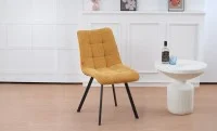 Set Masă Living Extensibilă Blat Ceramic KJT416 Alb-Cappuccino cu 4 Scaune DCM1801CF Muștar 6