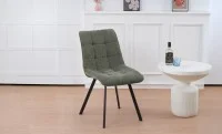 Set Masă Living Extensibilă DTM0101CS Bej cu 4 Scaune Tapițate DCM1801CF Verzi
