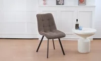 Set Masă Living Extensibilă DTM0101CS Bej cu 4 Scaune Tapițate DCM1801CF Maro