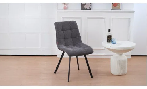 Set Masă Living Extensibilă Blat Ceramic KJT416 Alb-Cappuccino cu 4 Scaune DCM1801CF Gri