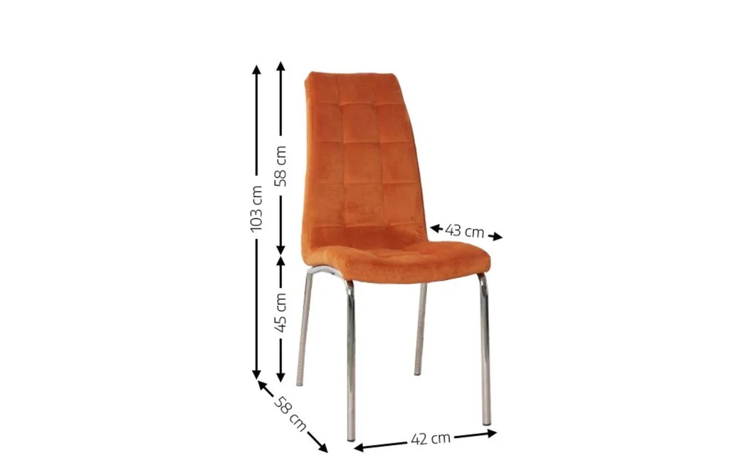 Set Masă Living Extensibilă CT163 Blat Ceramic Alb cu 4 Scaune Tapițate F630 Portocalii 3