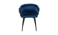 Set Masă Living Extensibilă CT163 Blat Ceramic Alb cu 4 Scaune KJC11 Albastre 2