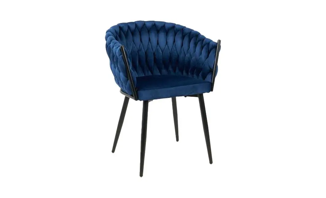 Set Masă Living Extensibilă CT163 Blat Ceramic Alb cu 4 Scaune KJC11 Albastre 3