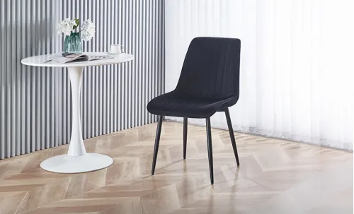 Set Masă Living Extensibilă KJT546 Gri cu 4 Scaune Tapițate KJC176 Negre