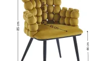Set Masă Living Extensibilă Blat Ceramic Negru/Auriu DTM0105CS cu 6 Scaune KJC374 Galbene