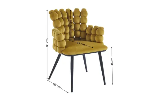 Set Masă Living Extensibilă Blat Ceramic Negru/Auriu DTM0105CS cu 6 Scaune KJC374 Galbene