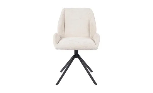 Set Masă Living Extensibilă KJT4711-1 Alb cu 4 Scaune Tapițate KJC4347 Bej