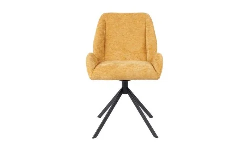 Set Masă Living Extensibilă KJT380 Blat Lucios Alb cu 4 Scaune Tapițate KJC4347 Galbene