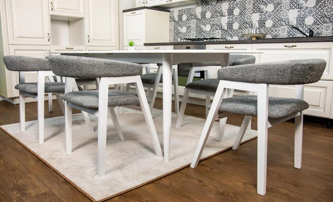 Set Masa Fixă Palmdale Albă cu 6 Scaune Carolina 5