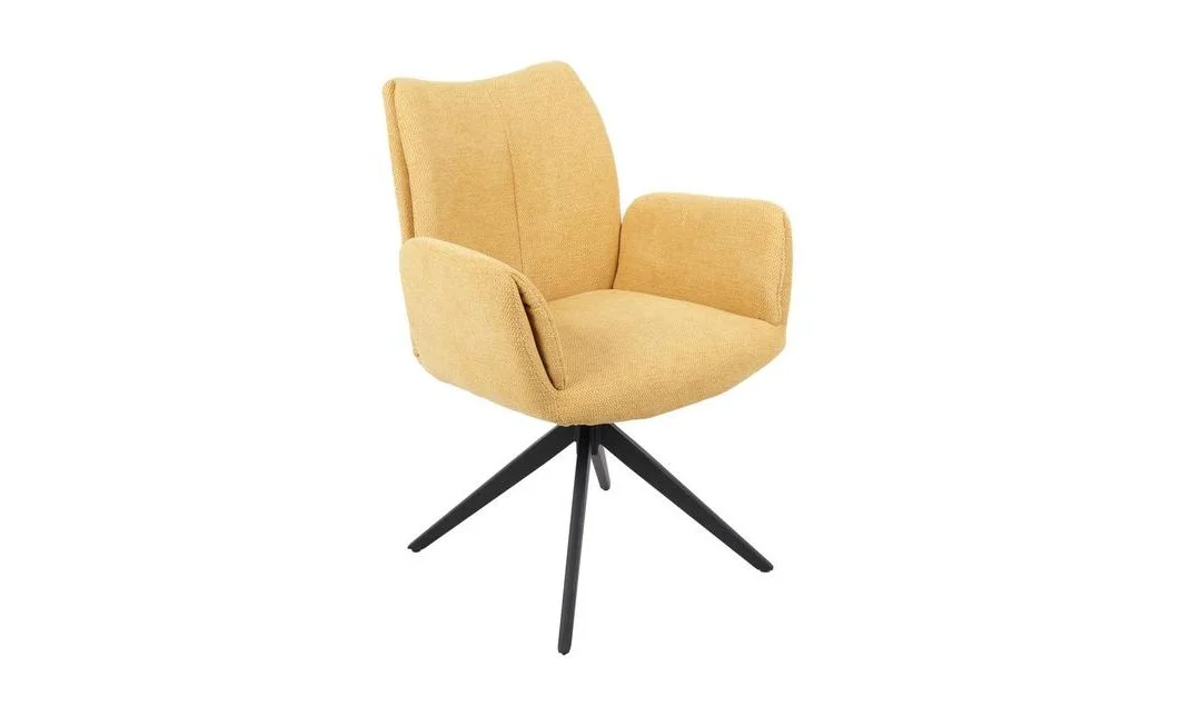 Set Masă Living Extensibilă CT163 Blat Ceramic Alb cu 4 Scaune Rotative KJC77 Galbene 3