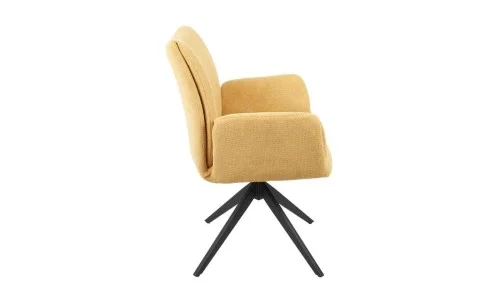 Set Masă Living Extensibilă CT163 Blat Ceramic Alb cu 4 Scaune Rotative KJC77 Galbene