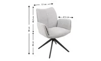 Set Masă Living Extensibilă Blat Ceramic Negru/Auriu DTM0105CS cu 6 Scaune KJC77 Gri Deschis