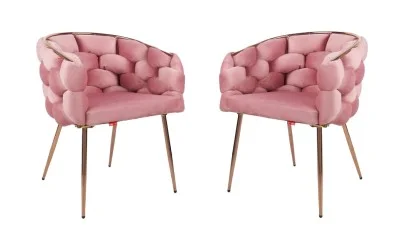 Set 2 scaune Living Tapițate KJC17 Roz