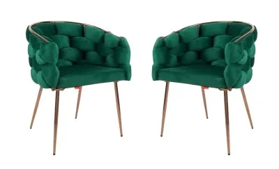 Set 2 scaune Living Tapițate KJC17 Verzi