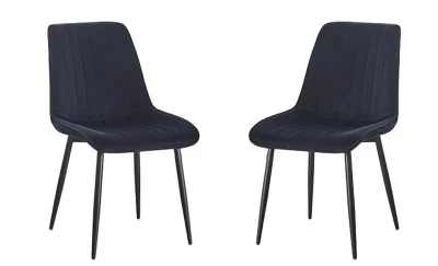 Set 2 Scaune Living Tapițate KJC176 Negru