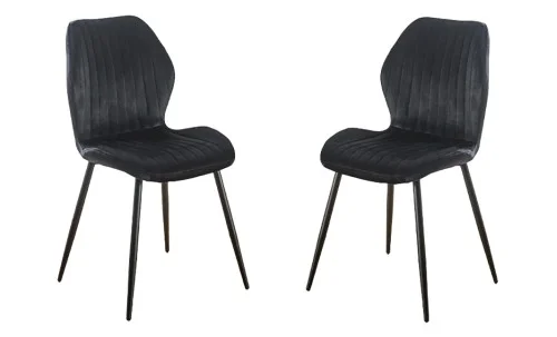 Set 2 Scaune Living Tapițate KJC104 Negru