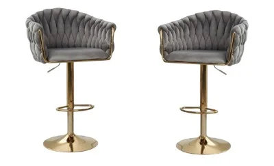 Set 2 Scaune de Bar KJC362 Gri