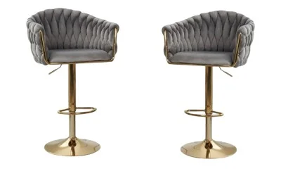 Set 2 Scaune de Bar KJC362 Gri