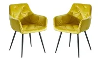 Set 2 scaune Living Tapițate KJC38 Galbene