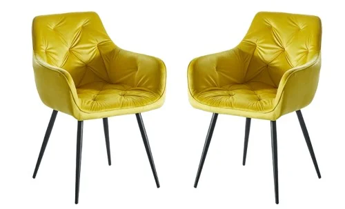Set 2 scaune Living Tapițate KJC38 Galbene