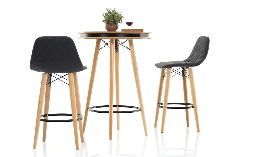 Set Masa Bar cu 4 Scaune Gri Inchis 4