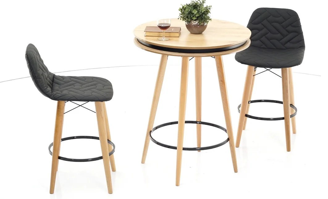 Set Masa Bar cu 4 Scaune Gri Inchis 5