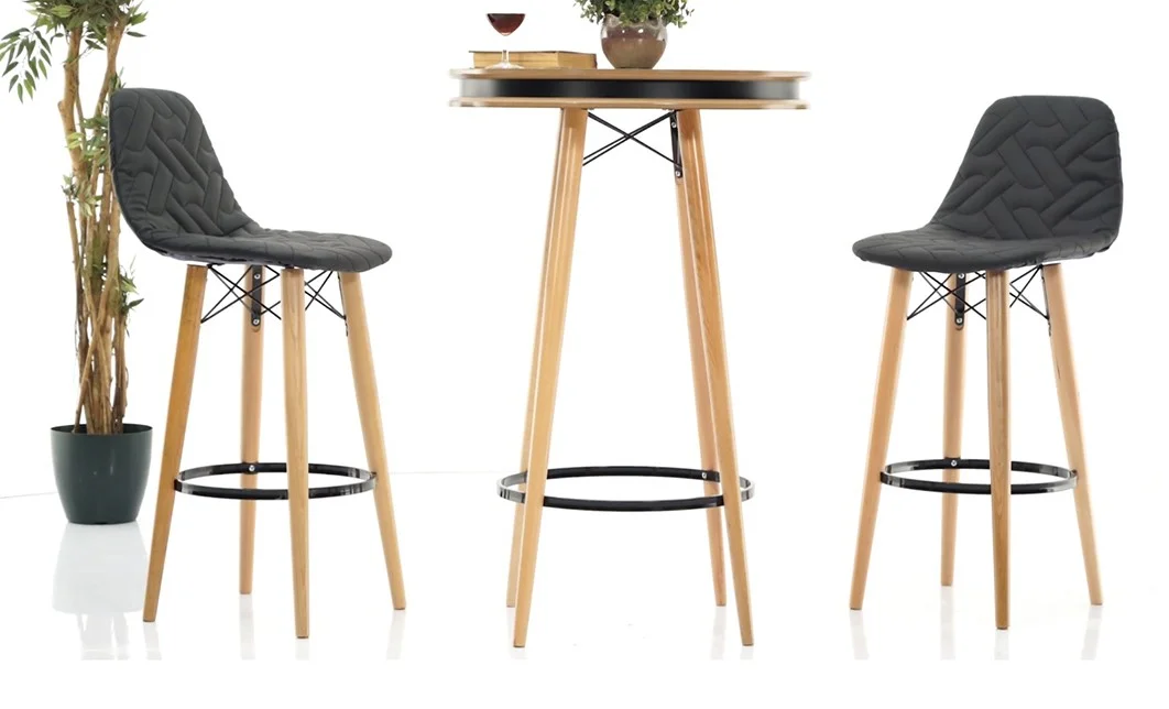 Set Masa Bar cu 4 Scaune Gri Inchis 3