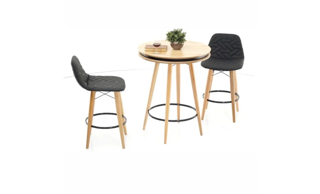 Set Masa Bar cu 4 Scaune Gri Inchis