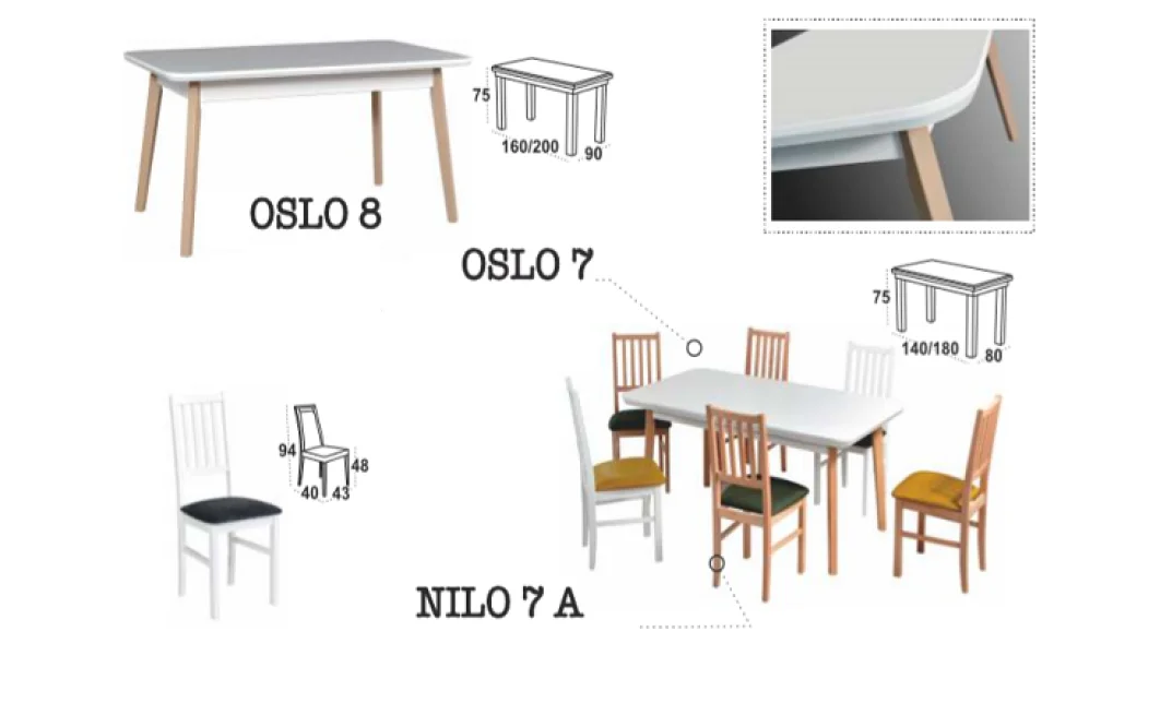 Set Masă Living Oslo 8 cu 6 Scaune Nilo 7 2