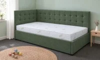 Pat Tapițat de Colț Claudia 90x200, Aragon 39, Verde Închis