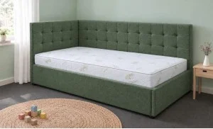 Pat Tapițat de Colț Claudia 90x200, Aragon 39, Verde Închis