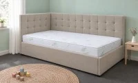 Pat Tapițat de Colț Claudia 90x200, Fresh 2, Bej Închis