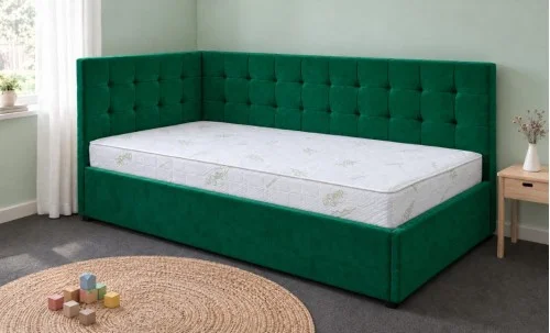 Pat Tapițat de Colț Claudia 90x200, Fresh 13, Verde Smarald