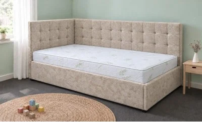 Pat Tapițat de Colț Claudia 90x200, Kim 03, Bej