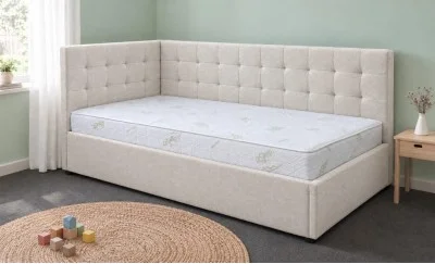 Pat Tapițat de Colț Claudia 90x200, Lemon 01, Crem