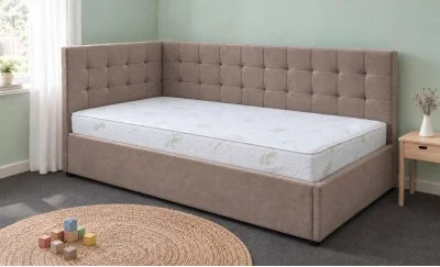 Pat Tapițat de Colț Claudia 90x200, Lemon 26, Maro Deschis