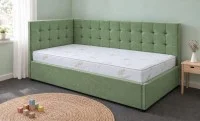 Pat Tapițat de Colț Claudia 90x200, Nice Velvet 14, Verde Mentă