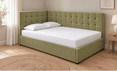 Pat Tapițat de Colț Claudia 160x200, Aragon 35, Verde Olive