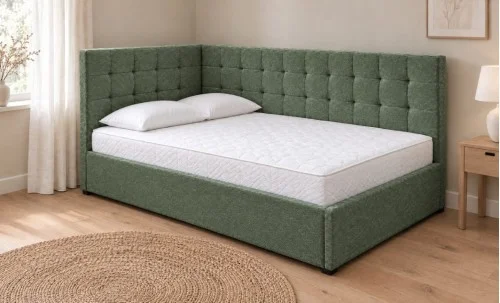 Pat Tapițat de Colț Claudia 180x200, Aragon 39, Verde Închis