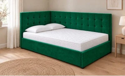 Pat Tapițat de Colț Claudia 160x200, Fresh 13, Verde Smarald