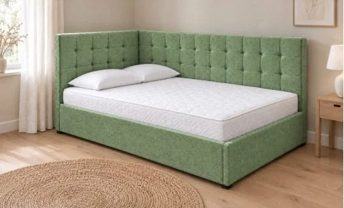 Pat Tapițat de Colț Claudia 180x200, Nice Velvet 14, Verde Mentă