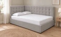 Pat Tapițat de Colț Claudia 140x200, Nice Velvet 5, Crem Deschis