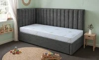 Pat Tapițat de Colț Klaus 90x200, Aragon 97, Gri Închis