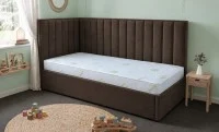 Pat Tapițat de Colț Klaus 90x200, Fresh 6, Maro Închis