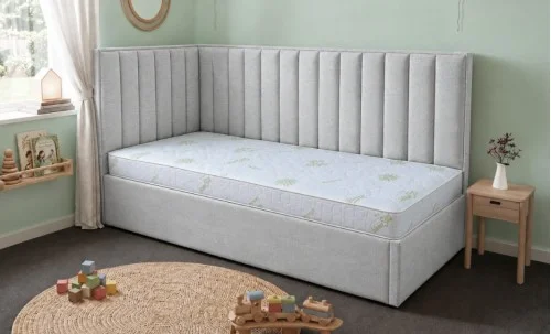 Pat Tapițat de Colț Klaus 90x200, Lemon 05, Gri Deschis