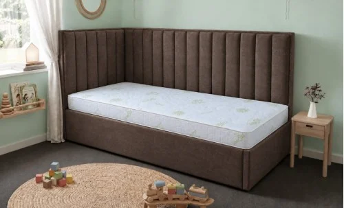 Pat Tapițat de Colț Klaus 90x200, Lemon 28, Maro Închis