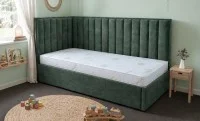 Pat Tapițat de Colț Klaus 90x200, Nice Velvet 15, Verde Brad